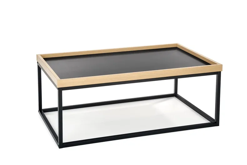 Журнальный столик деревянный HALMAR VESPA, 100x60 см, столешница: натуральная, ножки из металла: черные фото №1