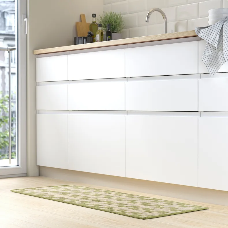 IKEA GÅNGSTIG ГОНГСТІГ, кухонний килимок, плоский тканий зелений/кремовий, 45x120 см 605.781.40 фото №4