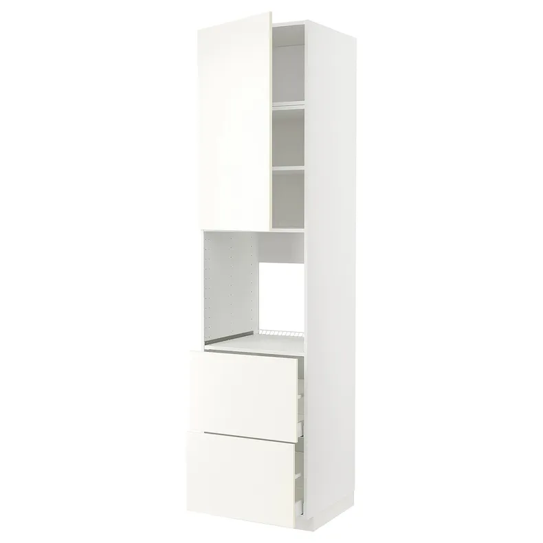 IKEA METOD МЕТОД / MAXIMERA МАКСИМЕРА, высокий шкаф д / духовки+дверь / 2ящика, белый / Вальстена белый, 60x60x240 см 095.074.48 фото №1