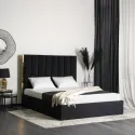 Кровать двуспальная бархатная MEBEL ELITE EMILIO Velvet, 160x200 см, Черный фото thumb №2