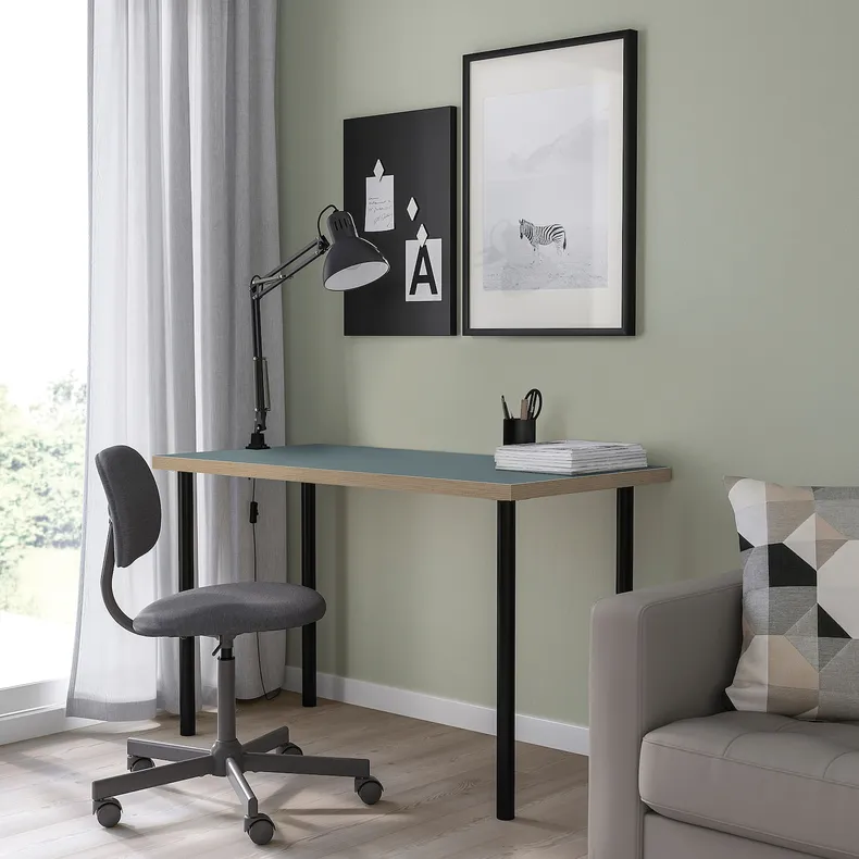 IKEA LAGKAPTEN ЛАГКАПТЕН / ADILS АДІЛС, письмовий стіл, сіро-бірюзовий / чорний, 120x60 см 395.233.38 фото №3
