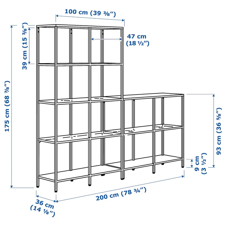 IKEA VITTSJÖ ВИТШЁ, комбинация д / хранения, черно-коричневый / стекло, 200x36x175 см 792.945.42 фото №6