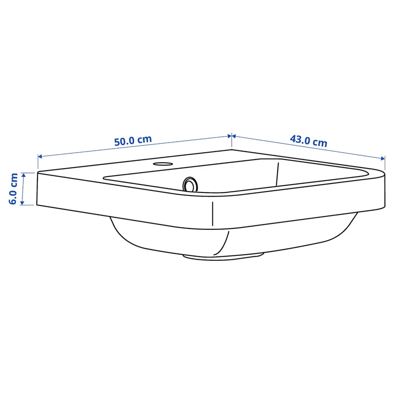 IKEA BACKSJÖN, напівзаглиблений умивальник з сифоном, чорний, 50x43 см 295.754.03 фото №5