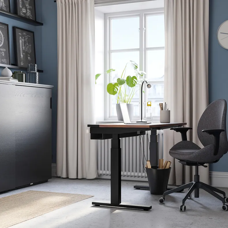 IKEA MITTZON МІТТЗОН, стіл регульований, електричний горіх / чорний, 120x80 см 095.279.03 фото №6