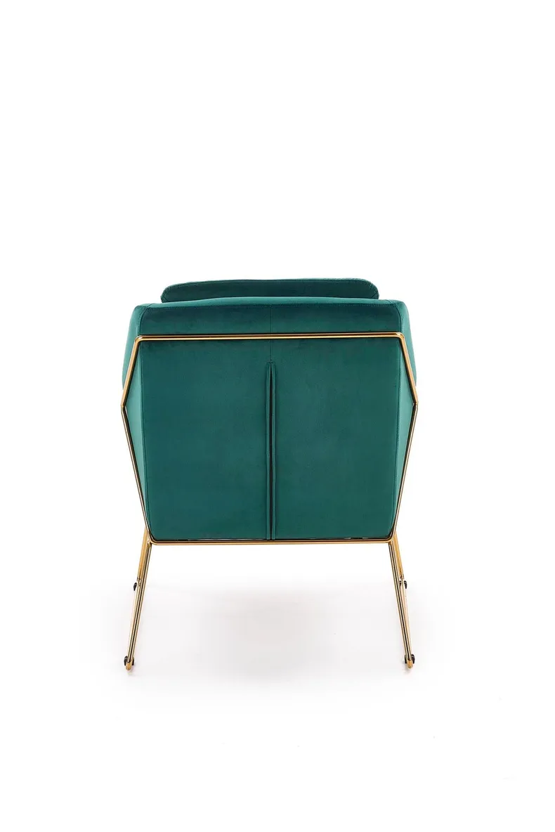 Кресло мягкое HALMAR SOFT 3 золотой каркас, темно-зеленый фото №11