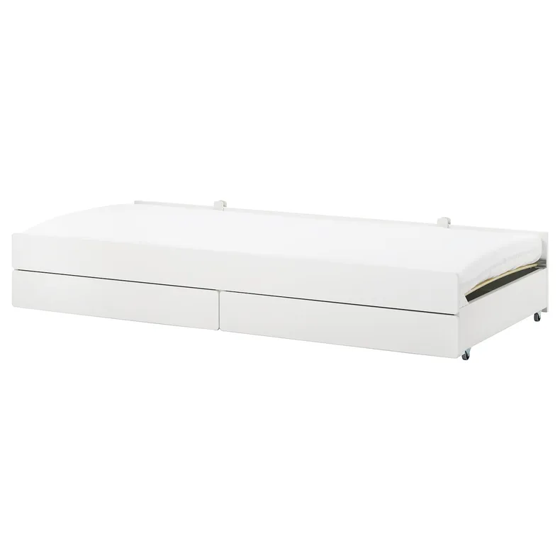 IKEA SLÄKT СЛЭКТ, выдвижная кровать с ящиком, белый, 90x200 см 992.394.51 фото №1