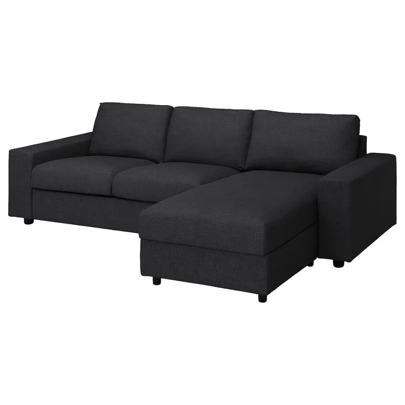 IKEA VIMLE ВІМЛЕ, 3-місний диван із кушеткою, з широкими підлокітниками/Холдований антрацит 694.327.75 фото №1