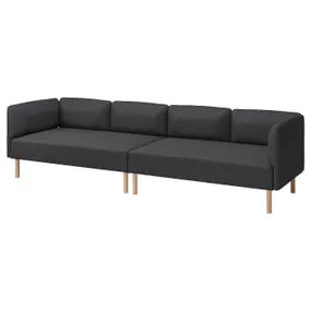 IKEA LILLEHEM ЛІЛЛЕХЕМ, 4-місний модульний диван, ГУННАРЕД/темно-сірий деревина 895.360.41 фото