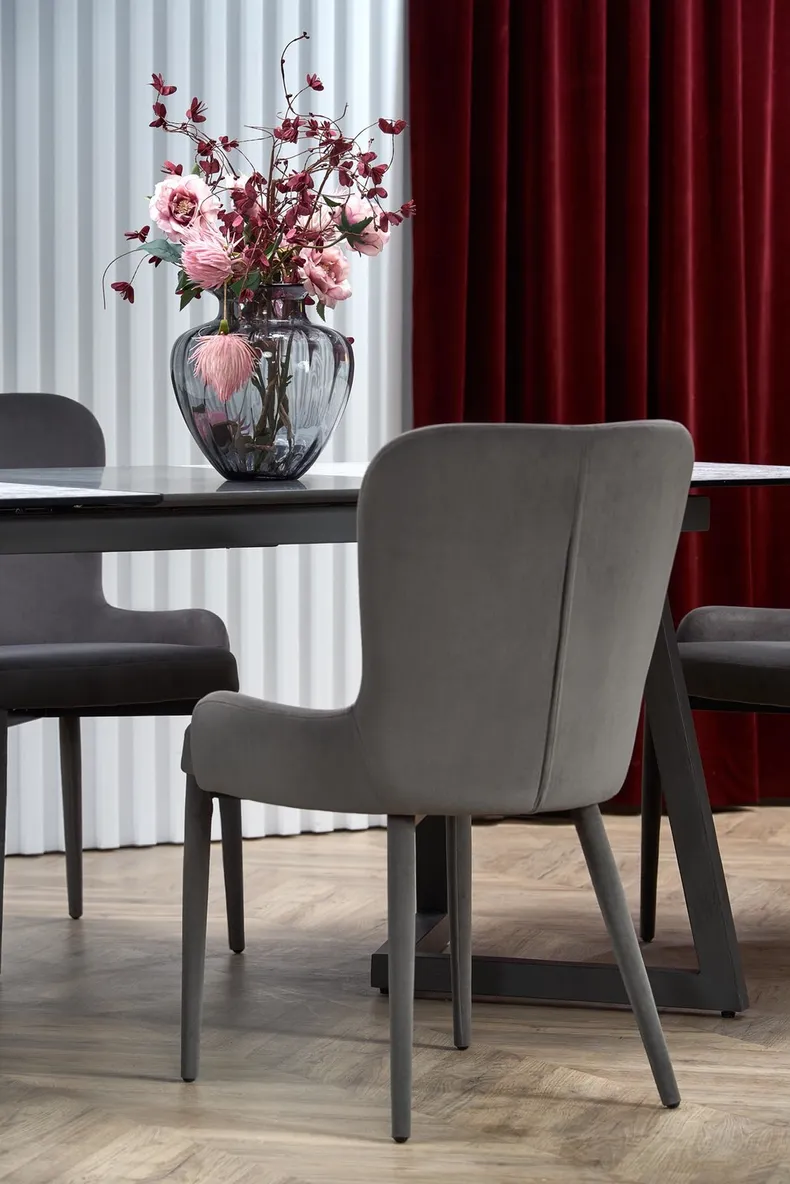 Обідній стіл розкладний HALMAR TIZIANO 160-210x90 см, стільниця - світлий сірий / темний сірий, ніжки - темний сірий фото №6