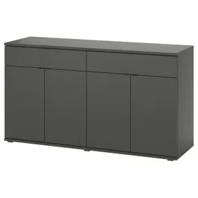 IKEA VIHALS ВІХАЛЬС, сервант, темно-сірий, 140x37x75 см 605.429.24 фото