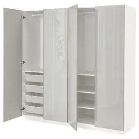IKEA PAX ПАКС / FARDAL ФАРДАЛЬ, гардероб, білий / глянцевий світло-сірий, 200x60x201 см 494.781.04 фото