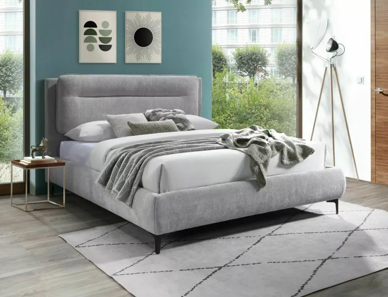 Ліжко двоспальне SIGNAL Nicosia Raven 160x200 см, світло-сірий фото №1