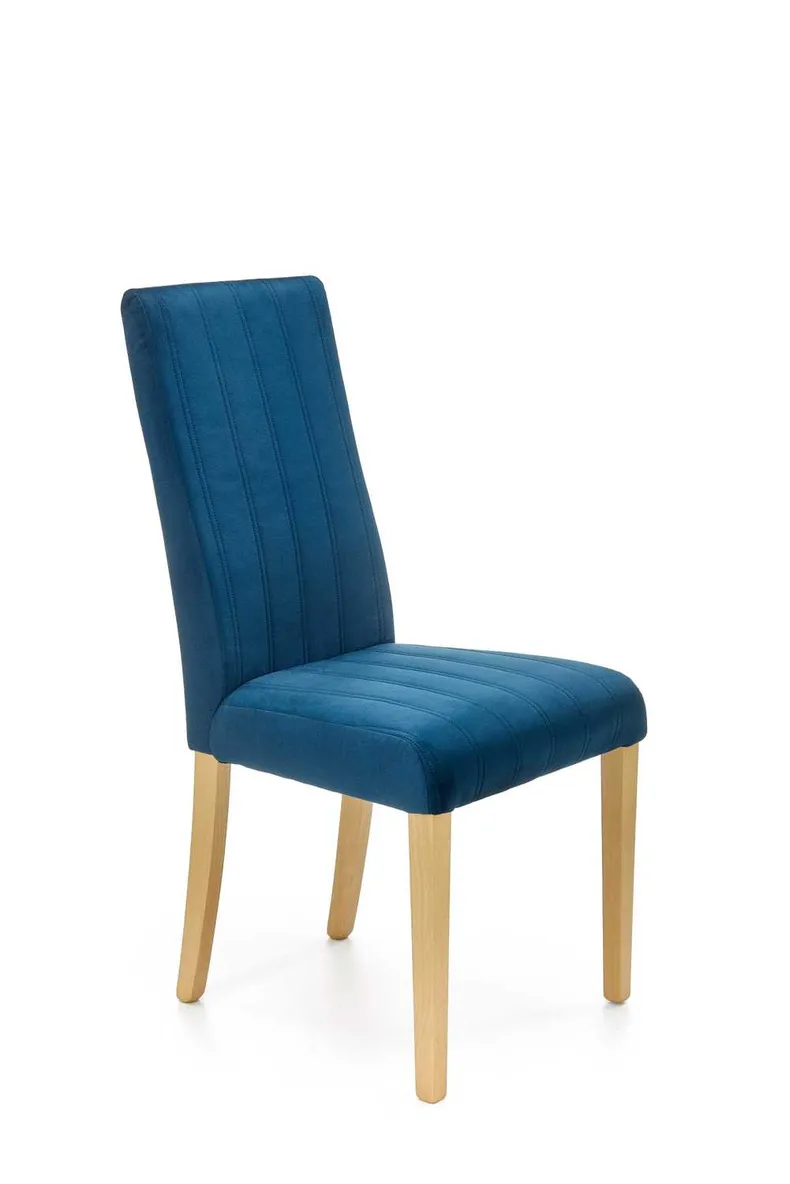 Кухонний стілець HALMAR DIEGO 3 стьобані смуги, дуб медовий/темно-синій фото №1