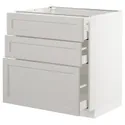 IKEA METOD МЕТОД / MAXIMERA МАКСИМЕРА, напольный шкаф с 3 ящиками, белый / светло-серый, 80x60 см 992.742.32 фото thumb №1