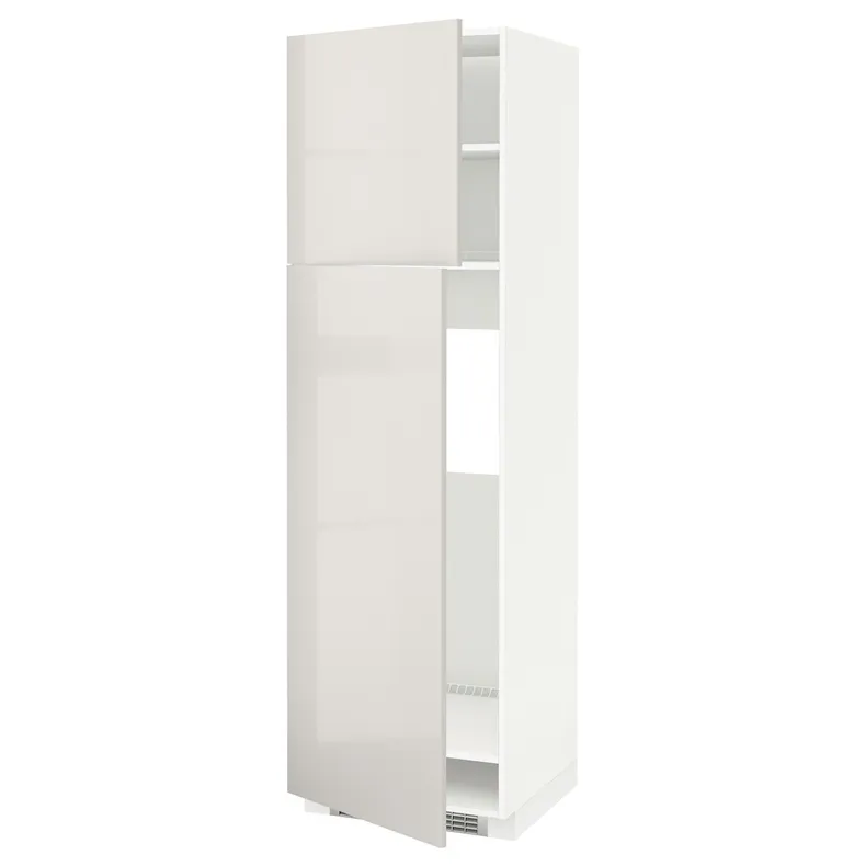 IKEA METOD МЕТОД, высокий шкаф д / холодильника / 2дверцы, белый / светло-серый, 60x60x200 см 794.685.23 фото №1