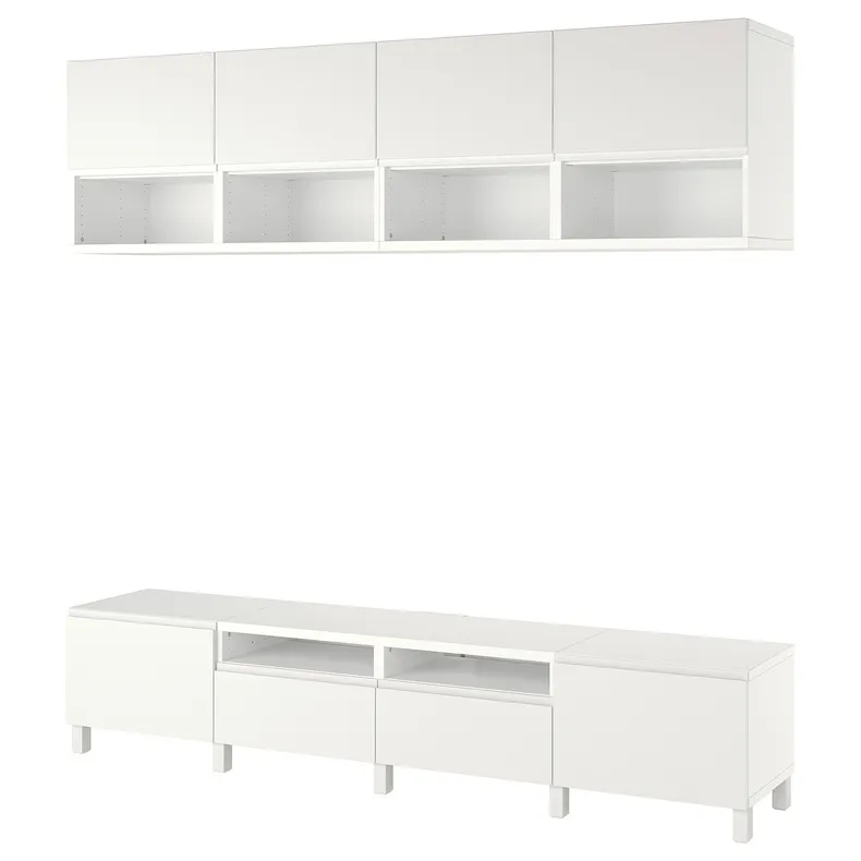 IKEA BESTÅ БЕСТО, шкаф для ТВ, комбинация, белый / Вястервикен / Стуббарп белый, 240x42x230 см 394.360.20 фото №1