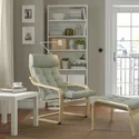 IKEA POÄNG ПОЭНГ, кресло с табуретом для ног, окл береза / светло-зеленый 195.019.26 фото thumb №2