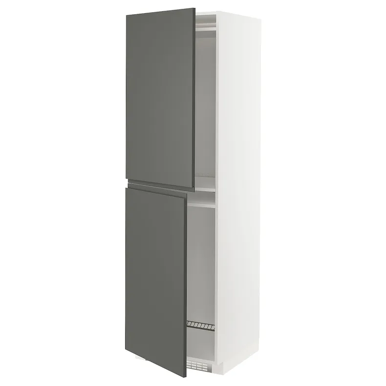 IKEA METOD МЕТОД, висока шафа для холодильнка / морозил, білий / Voxtorp темно-сірий, 60x60x200 см 593.105.00 фото №1