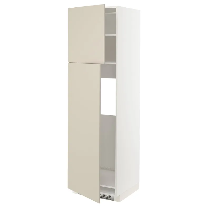 IKEA METOD МЕТОД, висока шафа для холодильника, 2 дв, білий / хавсторпський бежевий, 60x60x200 см 594.608.44 фото №1