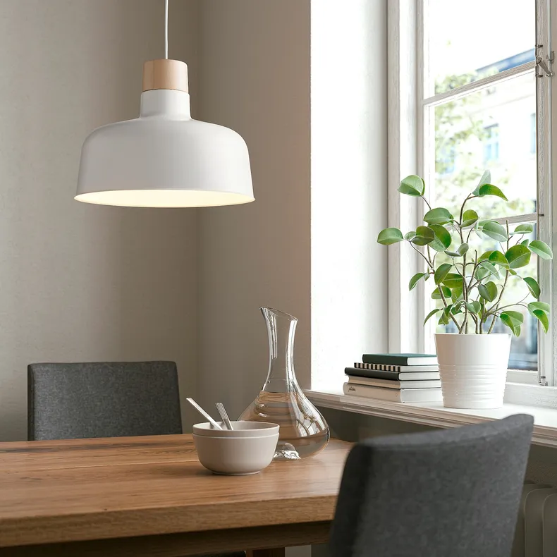 IKEA BUNKEFLO БУНКЕФЛУ, подвесной светильник, белый / берёзовый, 36 см 604.883.90 фото №2