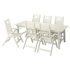 IKEA BONDHOLMEN БОНДХОЛЬМЕН, стіл+6 крісел із відкид спин/вуличн, білий/бежевий 695.512.35 фото