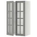 IKEA METOD МЕТОД, навесной шкаф / полки / 2стеклян двери, белый / бодбинский серый, 60x100 см 293.949.59 фото thumb №1