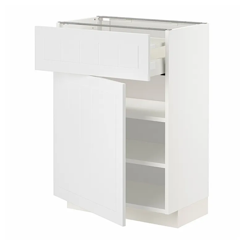 IKEA METOD МЕТОД / MAXIMERA МАКСИМЕРА, напольный шкаф с ящиком / дверцей, белый / Стенсунд белый, 60x37 см 594.548.38 фото №1