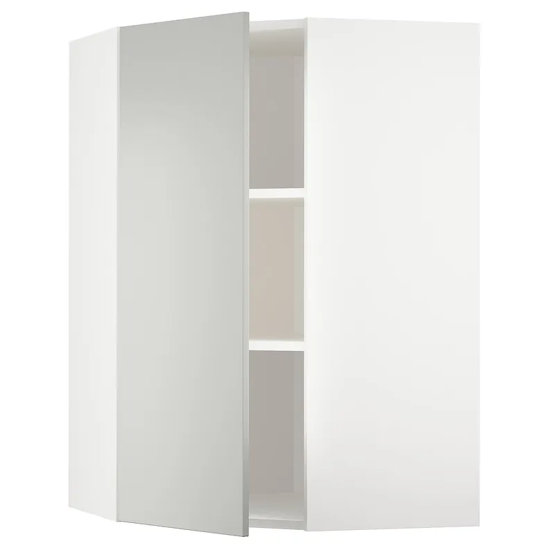 IKEA METOD МЕТОД, кутова навісна шафа з полицями, білий / Хавсторп світло-сірий, 68x100 см 695.383.95 фото №1