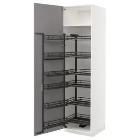 IKEA METOD МЕТОД, высокий шкаф с выдвижным модулем, белый / бодбинский серый, 60x60x220 см 594.719.51 фото