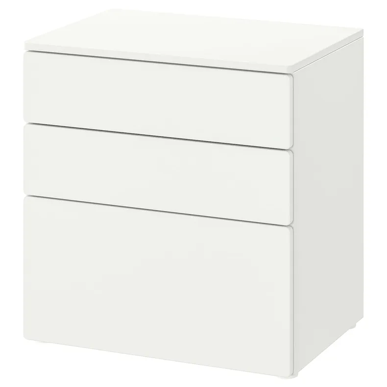IKEA SMÅSTAD СМОСТАД / PLATSA ПЛАТСА, комод с 3 ящиками, белый / белый, 60x42x63 см 294.201.33 фото №1