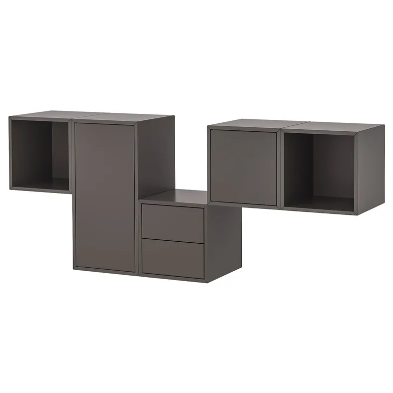 IKEA EKET ЭКЕТ, комбинация настенных шкафов, тёмно-серый, 175x35x70 см 093.293.90 фото №1