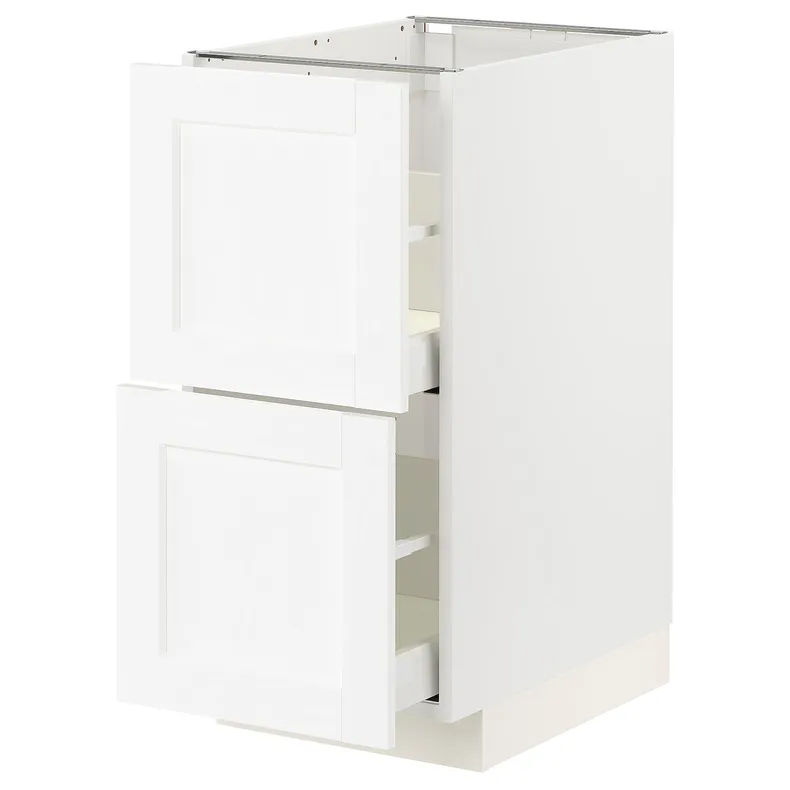 IKEA METOD МЕТОД / MAXIMERA МАКСИМЕРА, напольный шкаф 2фасада / 2выс ящика, белый Энкёпинг / белая имитация дерева, 40x60 см 694.733.94 фото №1