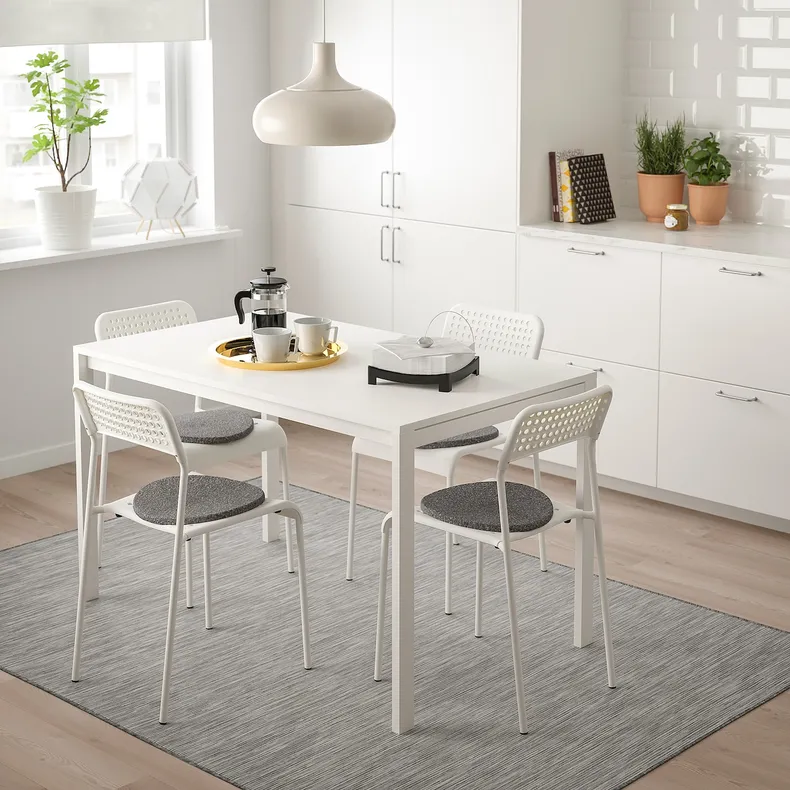 IKEA MELLTORP МЕЛЬТОРП / ADDE АДДЕ, стол и 4 стула, белый, 125 см 990.143.76 фото №2