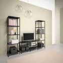 IKEA VITTSJÖ ВИТШЁ, шкаф для ТВ, комбинация, черно-коричневый / стекло, 202x36x175 см 992.945.60 фото thumb №2