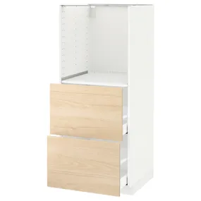 IKEA METOD МЕТОД / MAXIMERA МАКСИМЕРА, высокий шкаф с 2 ящиками д / духовки, белый / аскерсундский узор светлый ясень, 60x60x140 см 192.159.96 фото