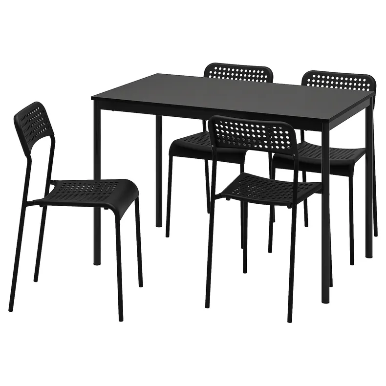 IKEA SANDSBERG САНДСБЕРГ / ADDE АДДЕ, стіл+4 стільці, чорний / чорний, 110x67 см 594.291.94 фото №1