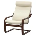 IKEA POÄNG ПОЕНГ, крісло, коричневий / блискучий ламаний білий 898.607.70 фото thumb №1