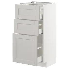 IKEA METOD МЕТОД / MAXIMERA МАКСИМЕРА, напольный шкаф с 3 ящиками, белый / светло-серый, 40x37 см 692.742.62 фото