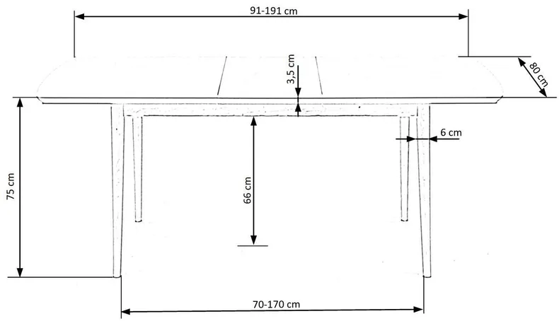 Стол кухонный HALMAR BRADLEY 140-185x80 см, столешница - белый матовый, ножки - дуб лефкас фото №10