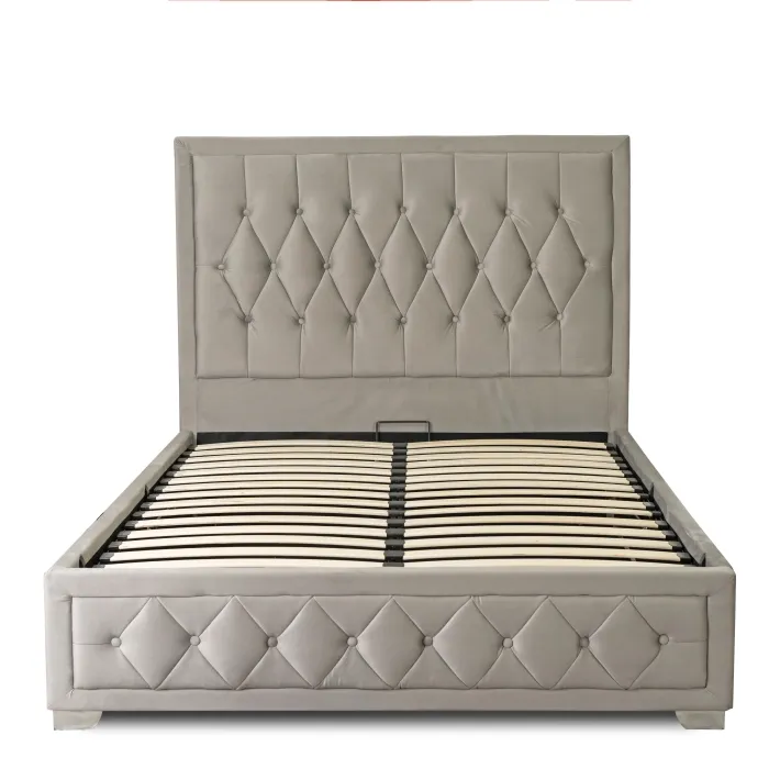 Кровать двуспальная бархатная MEBEL ELITE EVAN Velvet, 140x200 см, серый фото №9