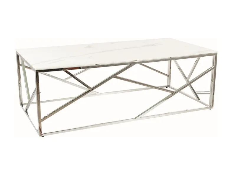 Журнальний столик SIGNAL ESCADA A II, білий мармур / срібло, 60x120 фото №1