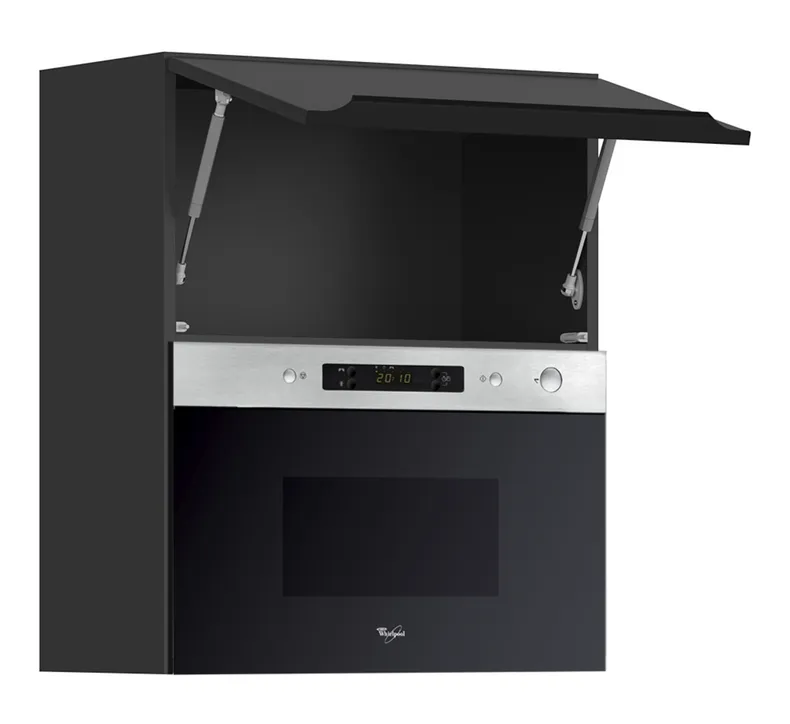 BRW Кухонный шкаф Sole L6 60 см с навесным верхом и микроволновой печью, черный матовый, черный/черный матовый FM_GMO_60/72_O_MBNA900-CA/CAM/IX фото №3