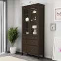 IKEA HEMNES ХЕМНЭС, шкаф-витрина с 3 ящиками, черный и коричневый, 90x197 см 703.717.71 фото thumb №2