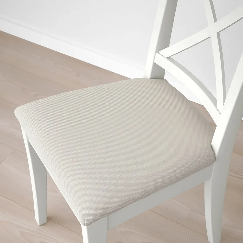 IKEA INGATORP ІНГАТОРП / INGOLF ІНГОЛЬФ, стіл+4 стільці, білий / бежевий галантерейний, 110 / 155 см 394.826.96 фото №4