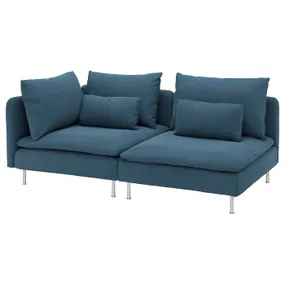 IKEA SÖDERHAMN СОДЕРХЭМН, 3-местный диван, с открытым концом/Талмира синяя 794.306.53 фото