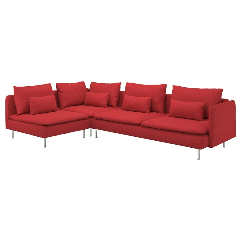 IKEA SÖDERHAMN СОДЕРХЭМН, 4-местный угловой диван, с открытым концом / Тонуруд красный 295.144.19 фото №1