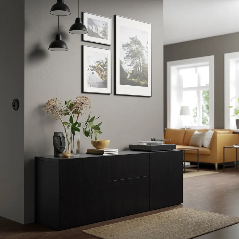 IKEA BESTÅ БЕСТО, модуль для зберігання із шухлядами, чорно-коричневий / ЛАППВІКЕН чорно-коричневий, 180x42x65 см 893.251.66 фото №3