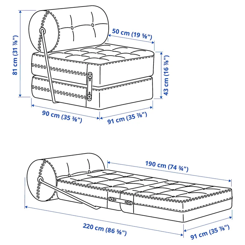 IKEA VÅRKUMLA, откидывающееся кресло, Ванста голубая 805.877.04 фото №12