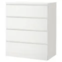 IKEA MALM МАЛЬМ, комод із 4 шухлядами, білий, 80x100 см 304.035.71 фото thumb №1