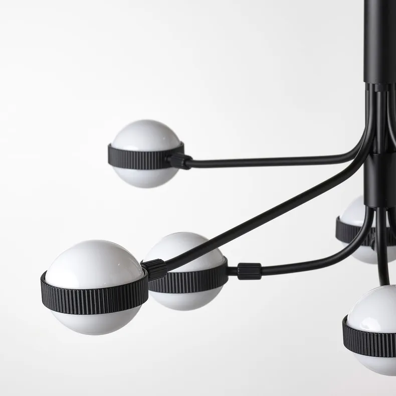 IKEA STORSLINGA СТОРСЛИНГА, светодиодный канделябр, 8 ламп, чёрный / белый, 70 см 004.876.09 фото №4